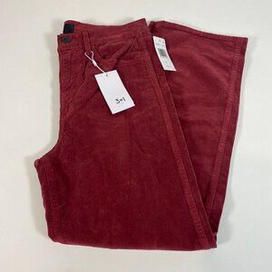 3X1 Womens Austin Cropped Straight Corduroy Pants Crimson Red 31 High Rise New